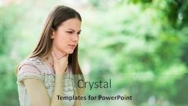  Presentation with sore throat - Presentation design enhanced with young-woman-having-sore-throat background and a seafoam green colored foreground