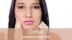  Presentation with pain - Slide deck consisting of young woman having tooth pain background and a coral colored foreground