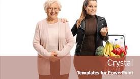  Presentation with helping - Slide set consisting of young-woman-helping-an-elderly background and a red colored foreground