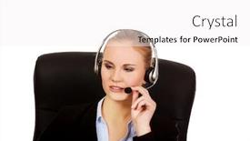  Presentation with hear - Presentation featuring young-woman-helpline-operator background and a white colored foreground