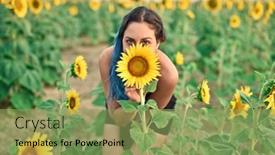  Presentation with hidden - Presentation theme consisting of young-woman-hidden-behind background and a seafoam green colored foreground
