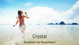  Presentation with speed - Amazing theme having young woman hight speed running backdrop and a soft green colored foreground