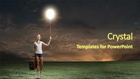  Presentation with suitcase - Slides having young woman hiker walking with suitcase in hand background and a tawny brown colored foreground