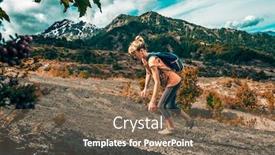  Presentation with rocky - Cool new slides with young-woman-hiker-walks backdrop and a violet colored foreground