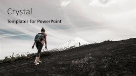  Presentation with chile - PPT theme enhanced with young-woman-hiker-walks background and a light gray colored foreground
