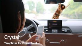  Presentation with distracted driving - Slide set enhanced with young woman hits a pedestrian background and a tawny brown colored foreground