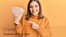  Presentation with turkish - Colorful PPT layouts enhanced with young-woman-holding-50-turkish backdrop and a gold colored foreground
