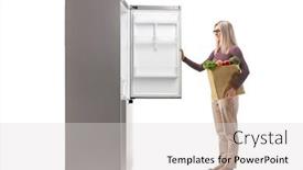  Presentation with bag - Beautiful slides featuring young-woman-holding-a-bag backdrop and a light gray colored foreground