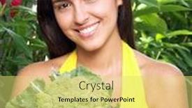  Presentation with cauliflower - Amazing slides having young woman holding a cauliflower leaf backdrop and a yellow colored foreground