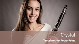  Presentation with clarinet - Slide set with young woman holding a clarinet background and a coral colored foreground