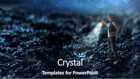  Presentation with holding hands old young - Colorful presentation theme enhanced with young woman holding a flashlight backdrop and a navy blue colored foreground