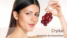  Presentation with grape vine wine grapes - Slide deck consisting of woman holding a fresh grape background and a lemonade colored foreground