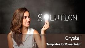  Presentation with solution - Amazing slide set having young woman holding a lightbulb backdrop and a  colored foreground