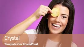  Presentation with potato - Cool new slides with young woman holding a potato backdrop and a coral colored foreground