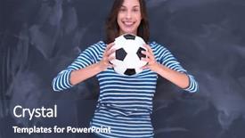  Presentation with chalk board - Audience pleasing slide deck consisting of young woman holding a soccer backdrop and a  colored foreground