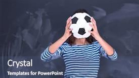  Presentation with chalk board - Presentation having young woman holding a soccer background and a  colored foreground