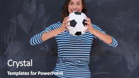  Presentation with chalk board - Audience pleasing presentation consisting of young woman holding a soccer backdrop and a  colored foreground