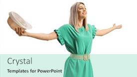  Presentation with straw - PPT theme featuring young-woman-holding-a-straw and a seafoam green colored foreground