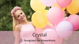  Presentation with air - Colorful slide set enhanced with young woman holding air balloon backdrop and a lemonade colored foreground