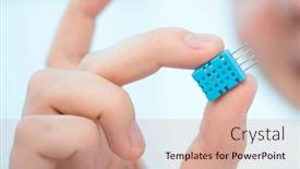  Presentation with temperature sensor - PPT theme consisting of young-woman-holding-air-parameters background and a coral colored foreground