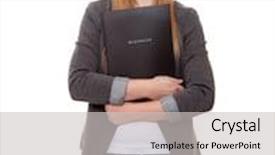 Presentation with application - Audience pleasing PPT layouts consisting of young woman holding application file with german term bewerbung in engl application all on white background backdrop and a light gray colored foreground