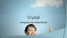  Presentation with shining - Slide set with young woman holding balloon with sun shining above background and a light blue colored foreground