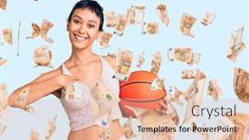  Presentation with basketball - Colorful PPT layouts enhanced with young-woman-holding-basketball-ball backdrop and a lemonade colored foreground