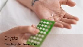  Presentation with control - Theme featuring young-woman-holding-birth-control background and a coral colored foreground