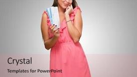  Presentation with boarding house - Presentation consisting of young woman holding boarding pass background and a coral colored foreground