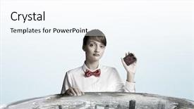  Presentation with recycle - Presentation design enhanced with young woman holding card with recycle symbol background and a white colored foreground