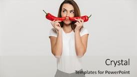  Presentation with chili - Audience pleasing slides consisting of young woman holding chili pepper backdrop and a light gray colored foreground