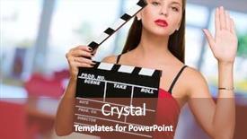  Presentation with clapper - Colorful presentation theme enhanced with ski resort krasnaya polyana russia backdrop and a teal colored foreground