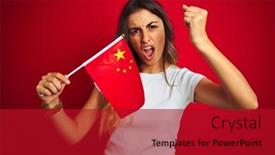  Presentation with china flag - Amazing PPT layouts having young woman holding flag of china over red isolated background annoyed and frustrated shouting with anger crazy and yelling with raised hand anger concept backdrop and a crimson colored foreground