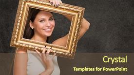  Presentation with fancy - PPT layouts featuring young woman holding frame background and a  colored foreground