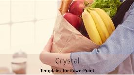  Presentation with grocery bag - Audience pleasing slide deck consisting of young-woman-holding-grocery-shopping backdrop and a coral colored foreground