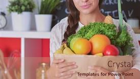  Presentation with grocery bag - PPT layouts consisting of young-woman-holding-grocery-shopping background and a  colored foreground