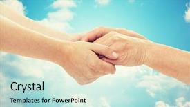  Presentation with family holding hands - Audience pleasing slides consisting of young woman holding hands backdrop and a soft green colored foreground