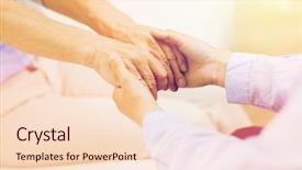  Presentation with elderly care - Beautiful PPT layouts featuring young woman holding hands backdrop and a lemonade colored foreground