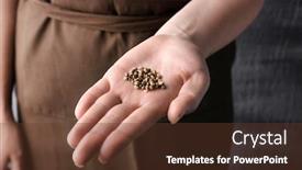  Presentation with hemp - Audience pleasing theme consisting of young woman holding hemp seeds closeup backdrop and a tawny brown colored foreground