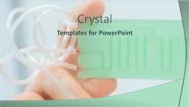  Presentation with hands holding - PPT theme enhanced with young-woman-holding-lab and a sky blue colored foreground