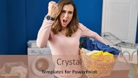  Presentation with laundry - Presentation theme enhanced with young-woman-holding-laundry-basket background and a  colored foreground