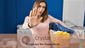  Presentation with frustration - Presentation theme featuring young-woman-holding-laundry-basket background and a  colored foreground