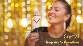  Presentation with gold sparkle - Slide set featuring young-woman-holding-love-sparkle background and a  colored foreground