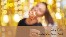  Presentation with gold sparkle - Slide deck with young-woman-holding-love-sparkle background and a coral colored foreground