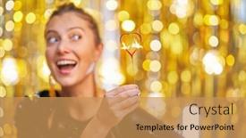  Presentation with gold sparkle - Slide deck enhanced with young-woman-holding-love-sparkle background and a  colored foreground