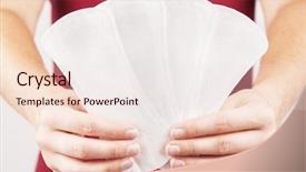  Presentation with feminine pad menstrual pads blood - Presentation theme with young woman holding menstrual pads background and a lemonade colored foreground