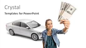  Presentation with money volt - Colorful slides enhanced with young-woman-holding-money backdrop and a white colored foreground