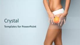  Presentation with diet - Slide set consisting of diet therapy - young woman holding orange background and a sky blue colored foreground