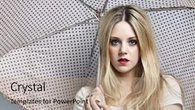  Presentation with wind energy close up portrait - Audience pleasing PPT theme consisting of young woman holding polka dot backdrop and a coral colored foreground