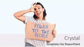  Presentation with young happy people smiling - Theme enhanced with young-woman-holding-power background and a lemonade colored foreground